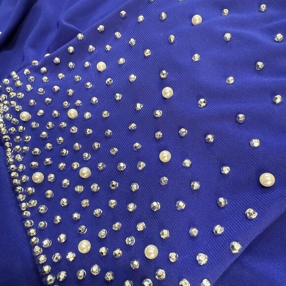 New Alex Evenings Petite Pearl Embellished Top Size SP Blue Women’s - Picture 13 of 13